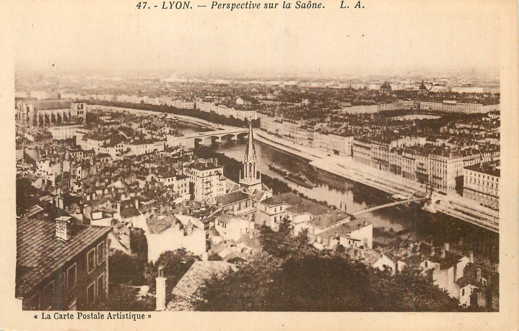 CPA Lyon Perspective sur la Saone 