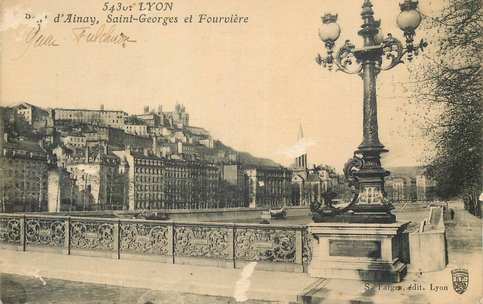 CPA Lyon Pont d Ainay Saint Georges et Fourviere 