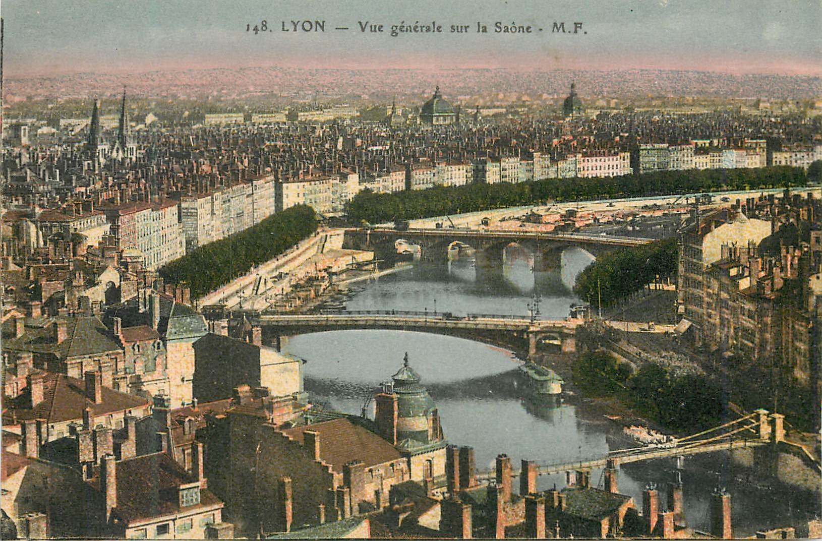 CPA Lyon Vue generale sur la Saone 