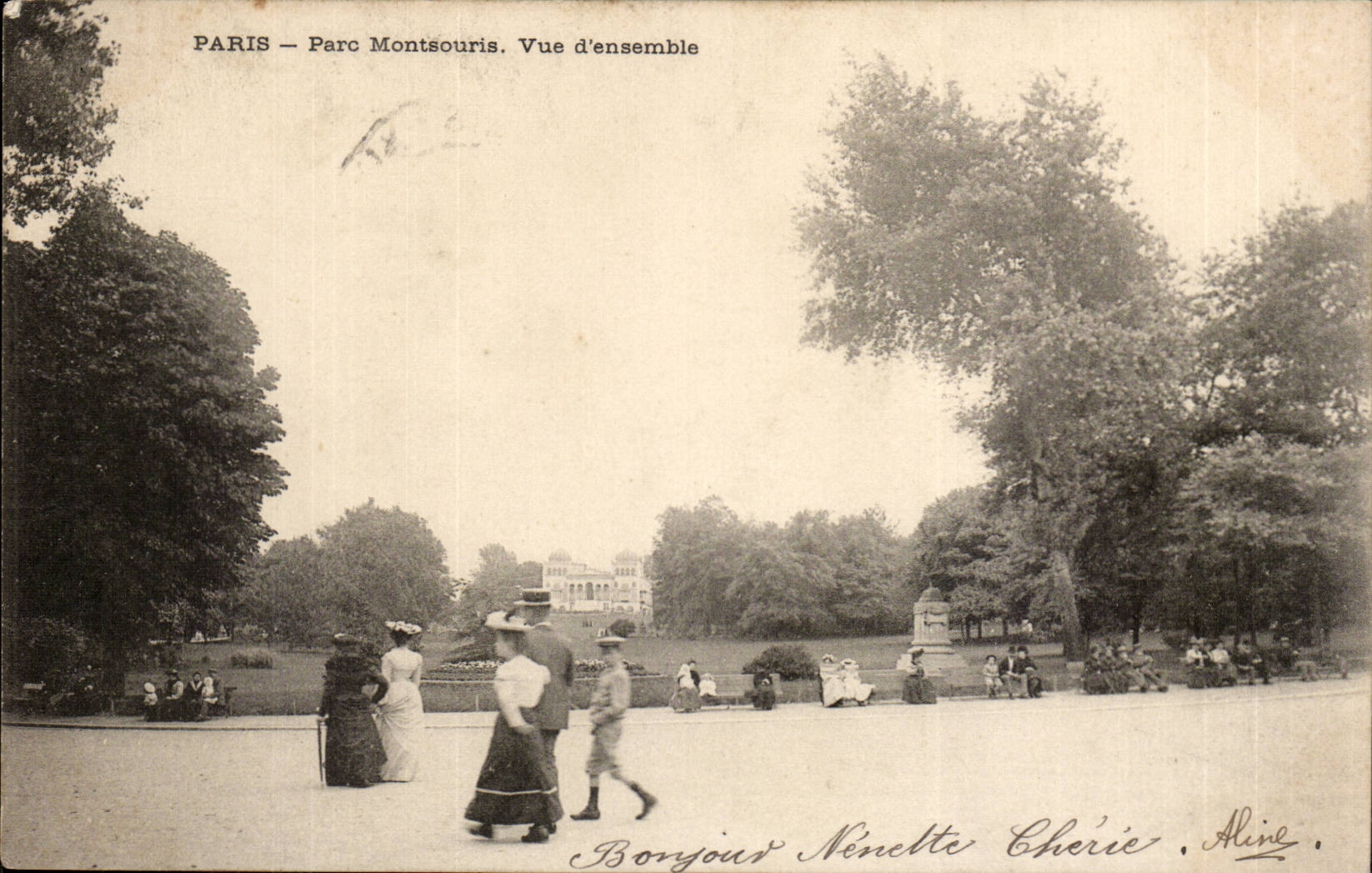 Paris (14) - Park of Montsouris-Sight of together-woman-child-CPA