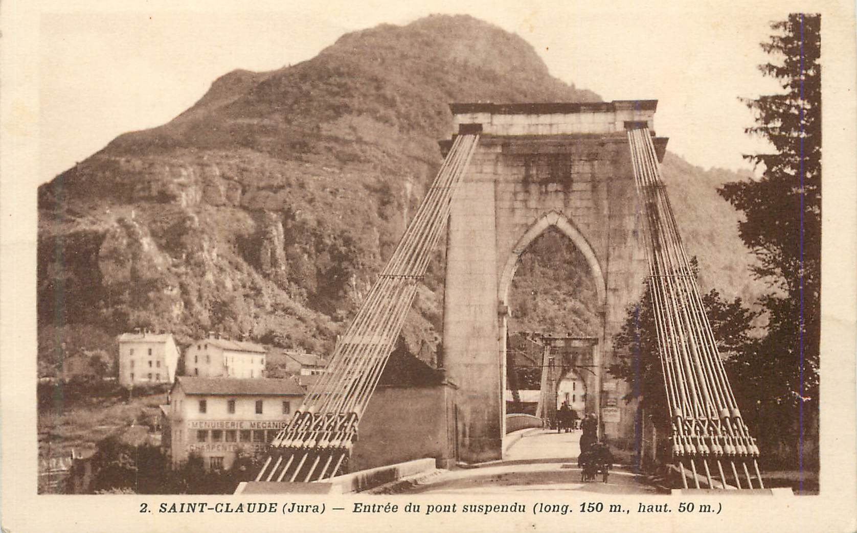 CPA Saint Claude Jura Entree du pont suspendu 