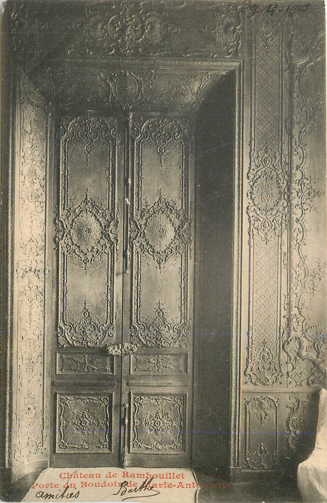 CPA Chateau de Rambouillet porte du boudoir de Marie Antoinette
