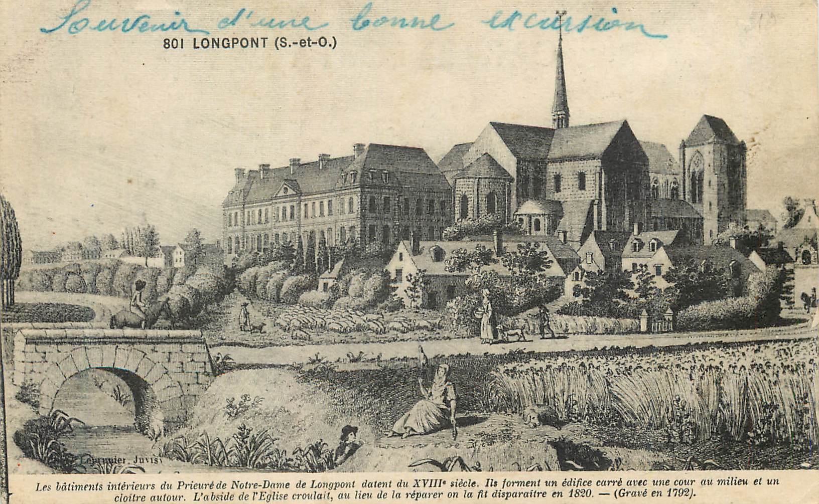 CPA Longpont (S et O) les batiment interieur du prieure de N D de longpont datent du XVIIIe s