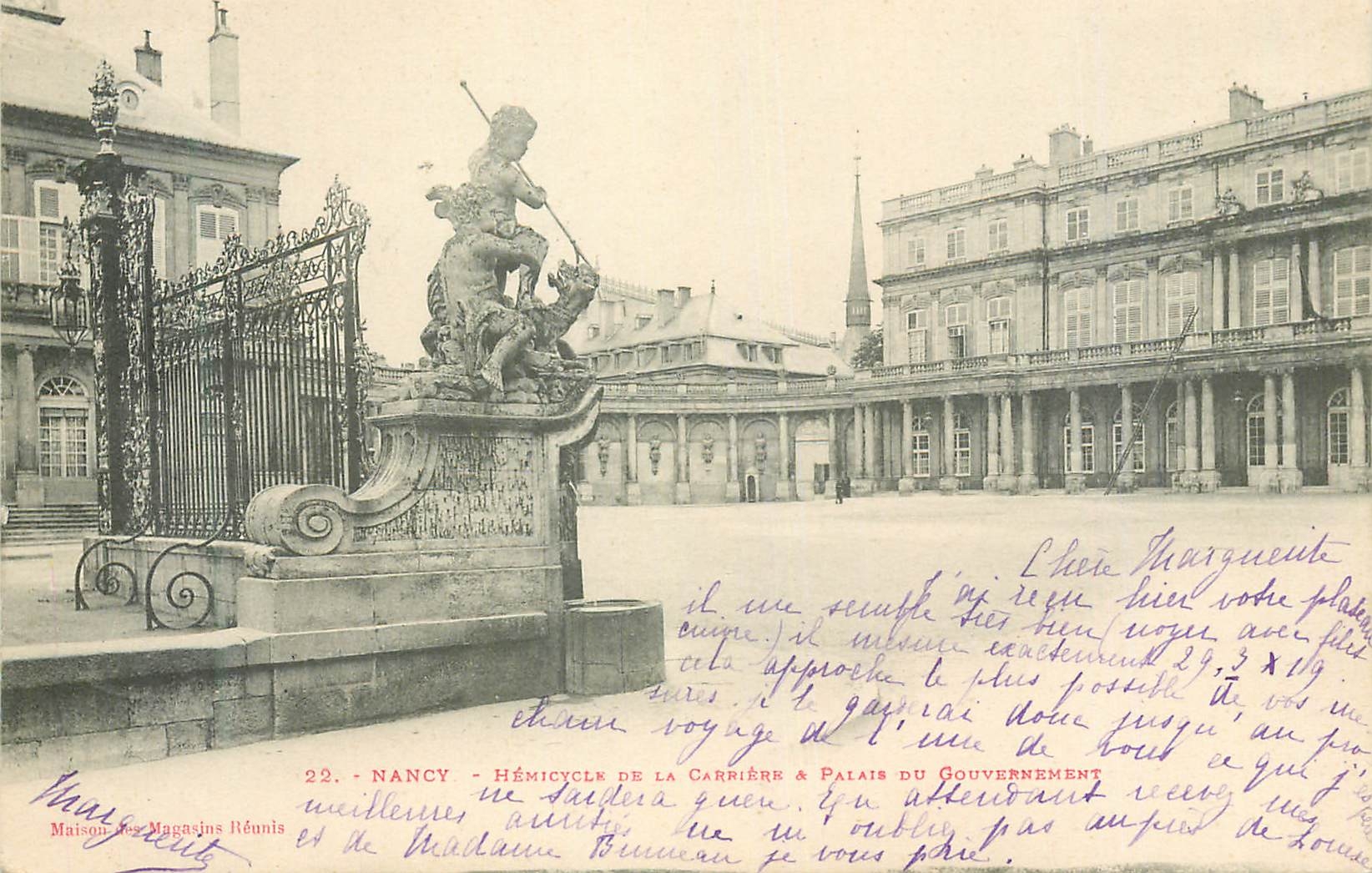 CPA Nancy Hemicycle de la Carriere & Palais du Gouvernement (carte 1900)