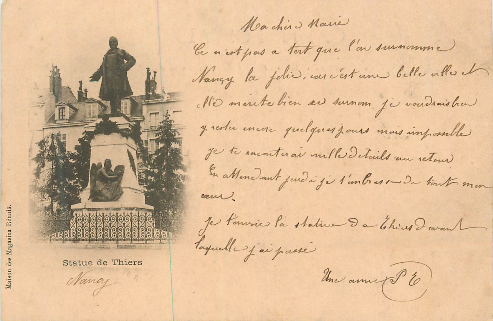 CPA Statue de Thiers Nancy (carte 1900)
