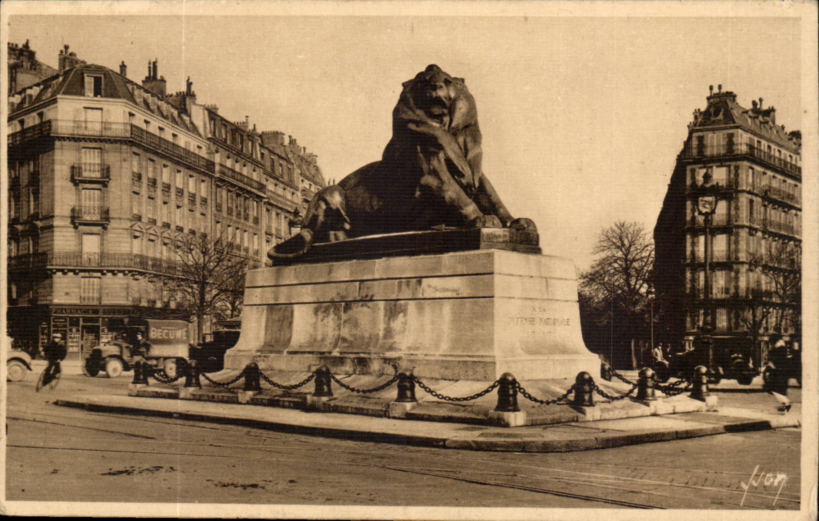Paris 14 - The Lion of Belfort - Bartholdi - Sculptor - Boulevard Raspail and Rue Denfert Rochereau - CPA