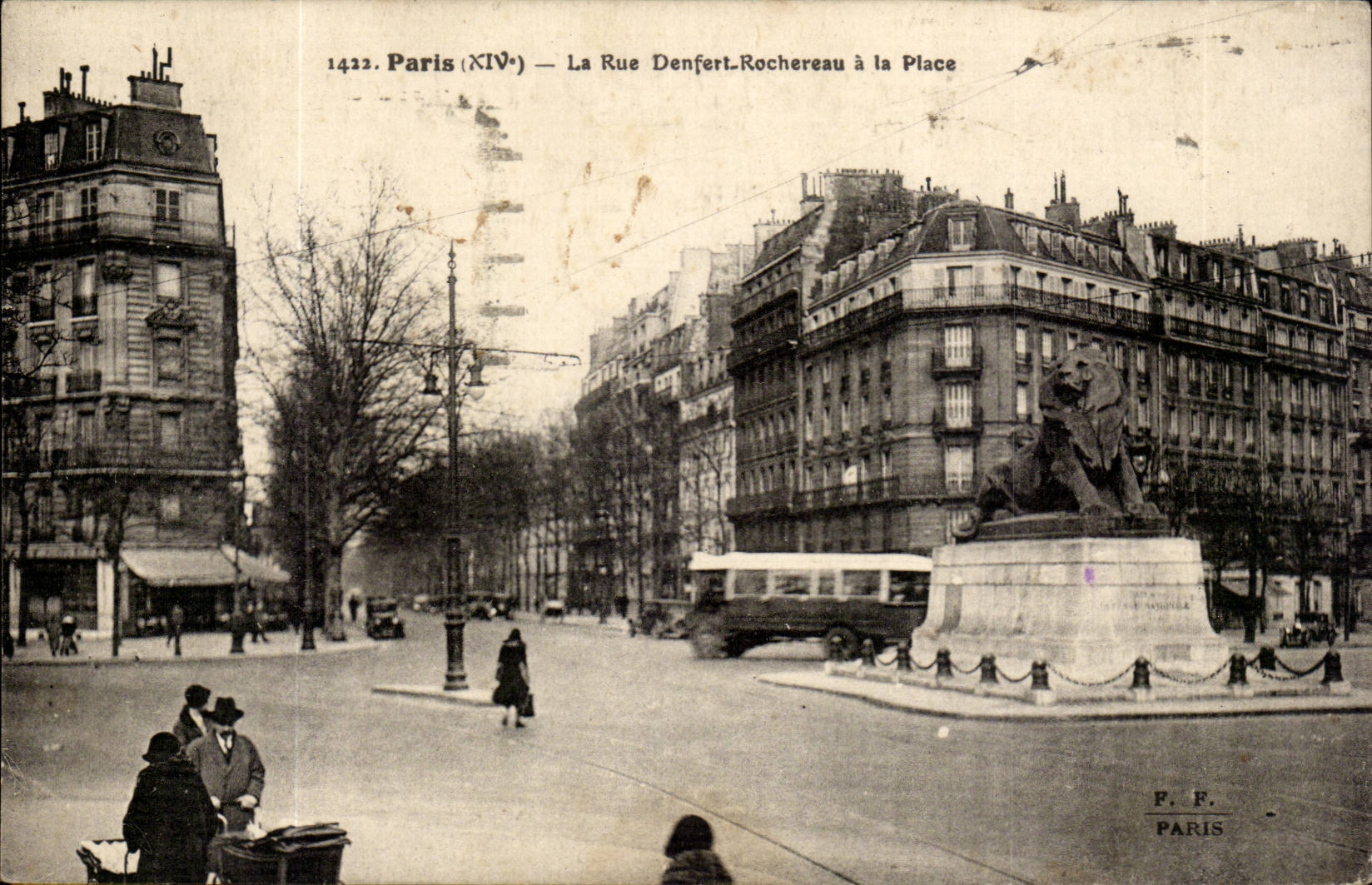 Paris 14 - The Lion of Belfort - Bartholdi - Sculptor - Boulevard Raspail and Rue Denfert Rochereau - CPA