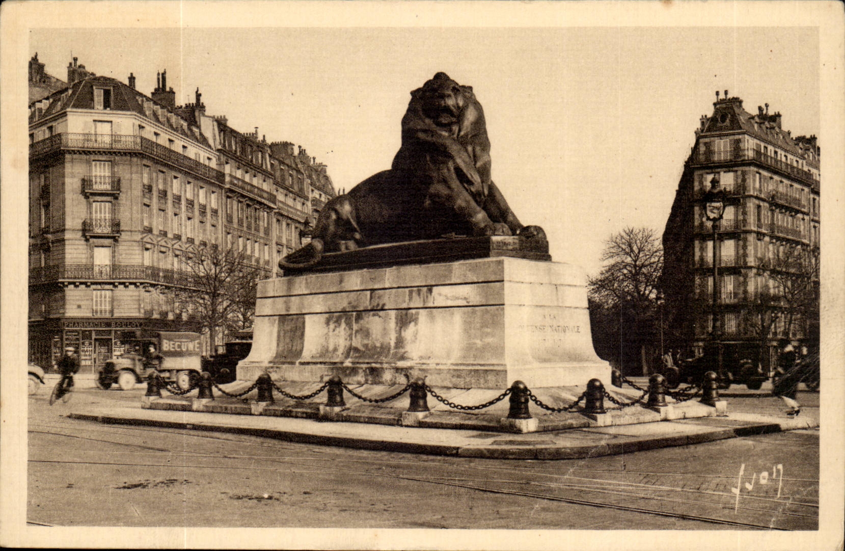 Paris 14 - The Lion of Belfort - Bartholdi - Sculptor - Boulevard Raspail and Rue Denfert Rochereau - CPA