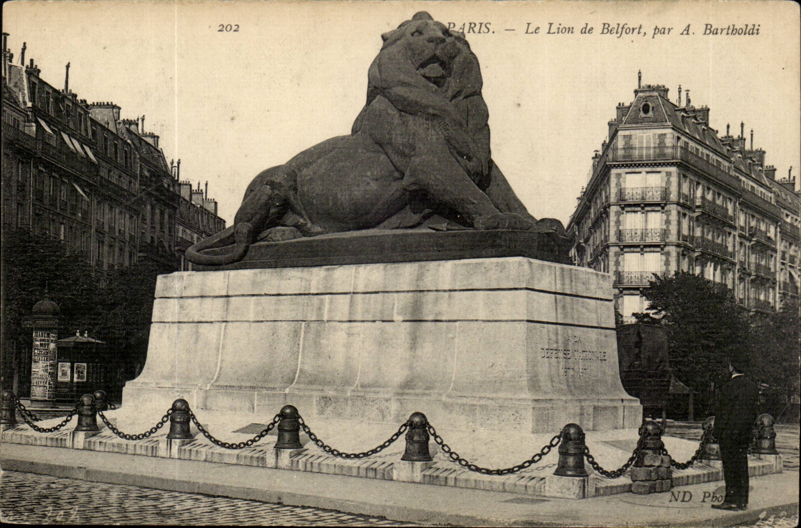 Paris 14 - The Lion of Belfort - Bartholdi - Sculptor - Boulevard Raspail and Rue Denfert Rochereau - CPA
