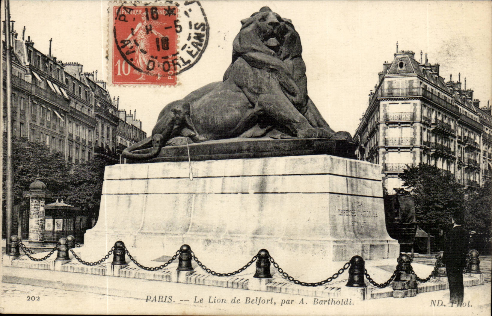 Paris 14 - The Lion of Belfort - Boulevard Raspail and Rue Denfert Rochereau - CPA