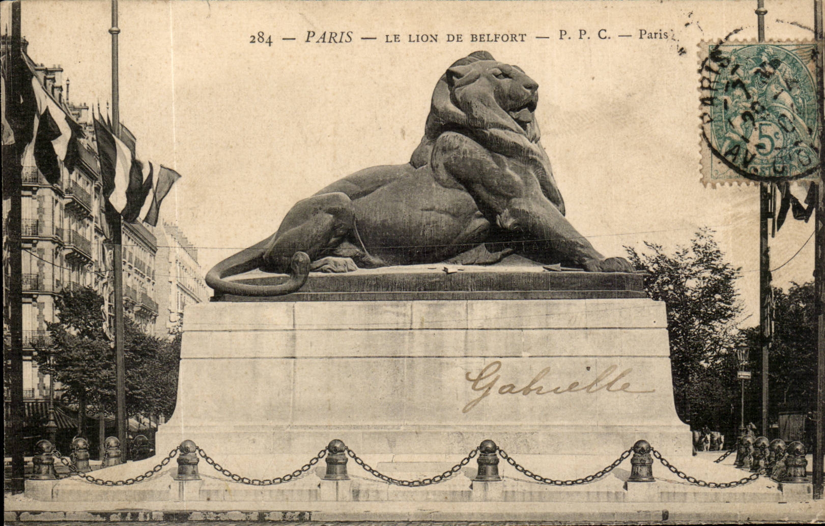 Paris 14 - The Lion of Belfort - Boulevard Raspail and Rue Denfert Rochereau - CPA