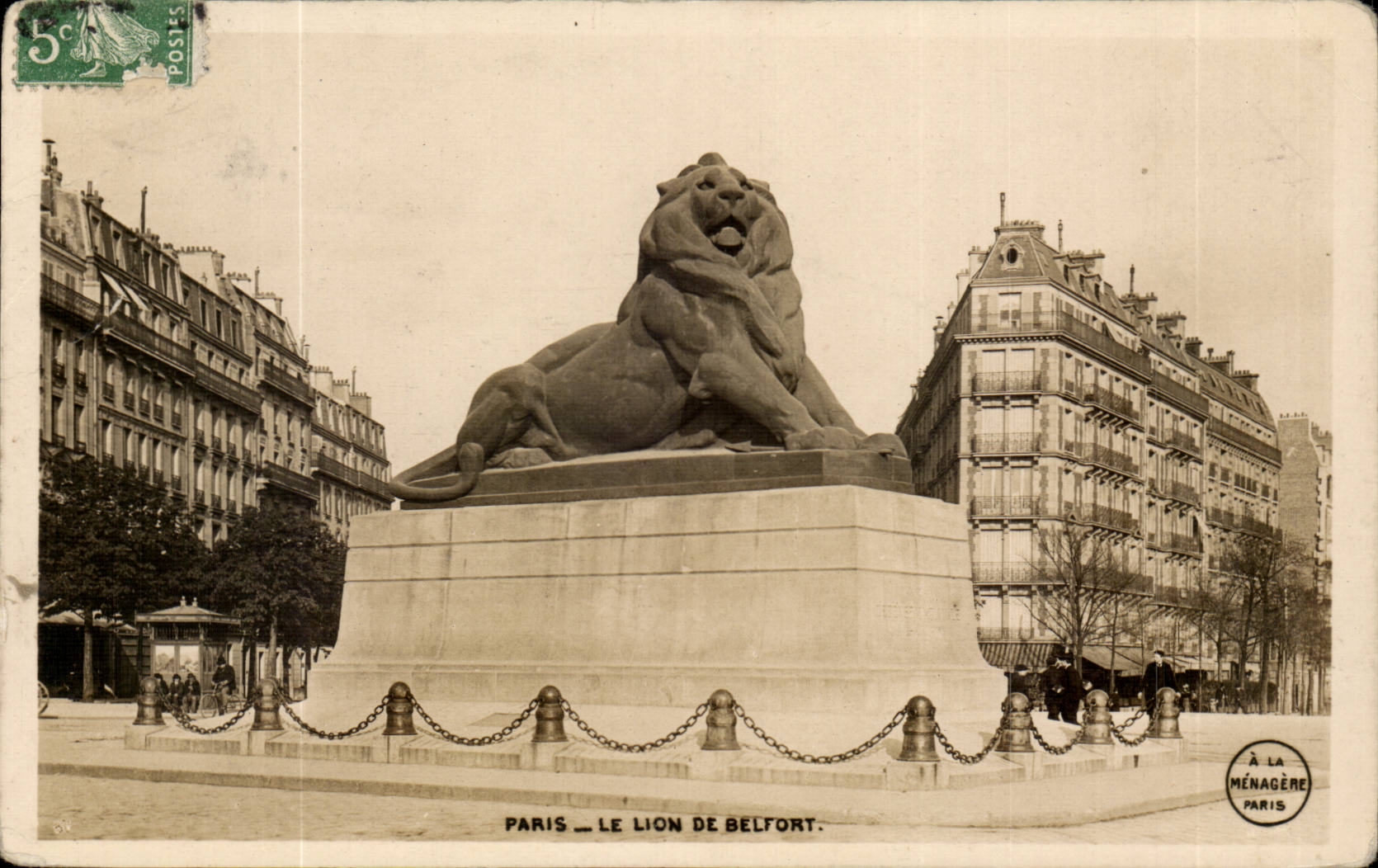 Paris - 14 - the Lion of Belfort - Bartholdi - Sculptor - Boulevard Raspail and Rue Denfert Rochereau - CPA