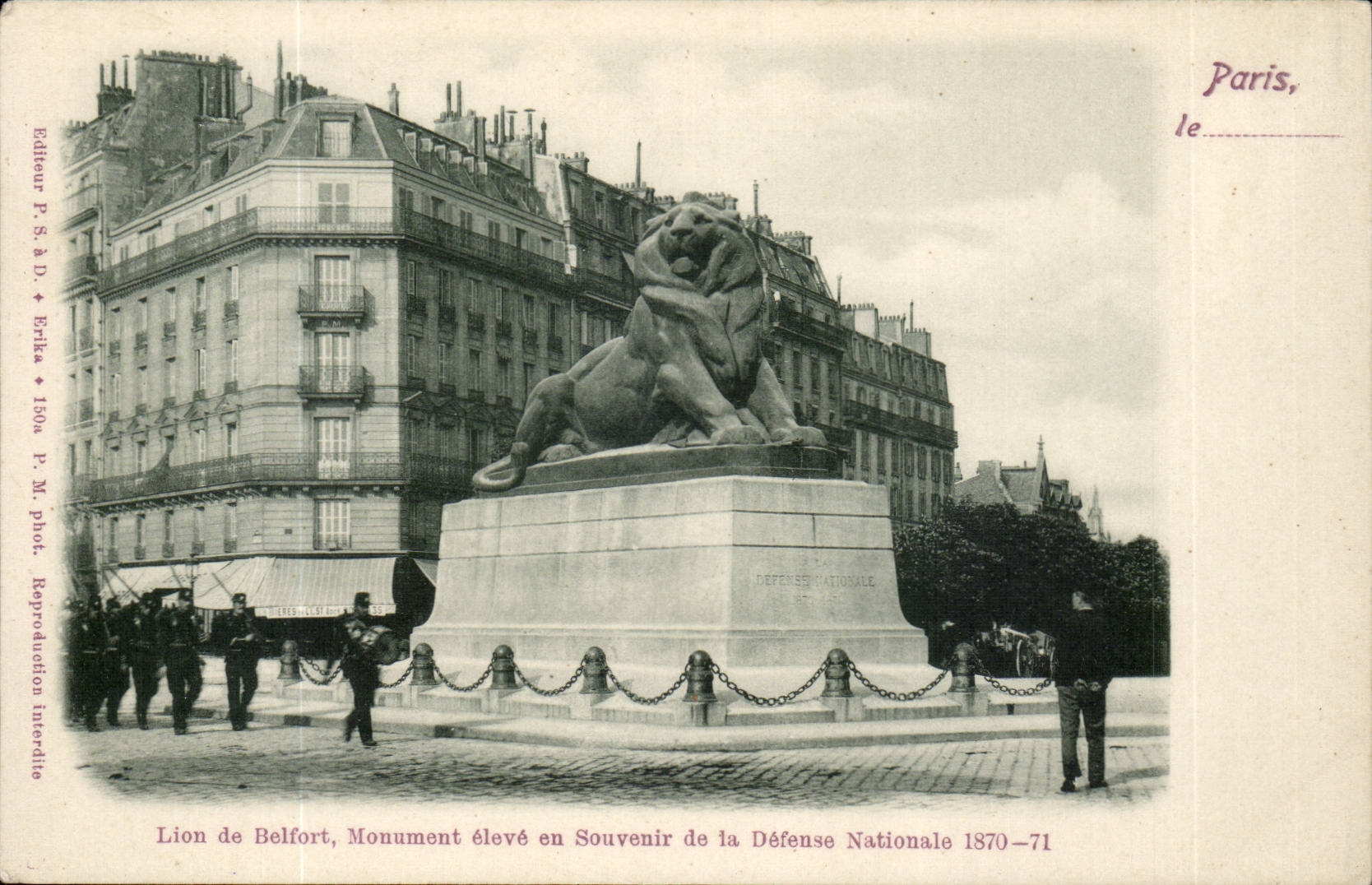 Paris - 14 - the Lion of Belfort - Boulevard Raspail and Rue Denfert Rochereau - CPA