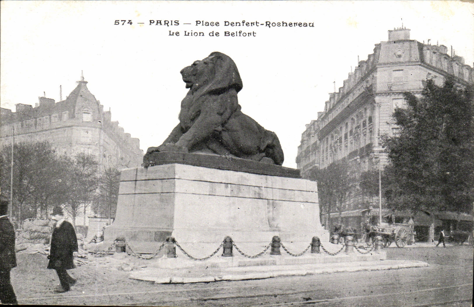 Paris - 14 - the Lion of Belfort - Boulevard Raspail and Rue Denfert Rochereau - CPA