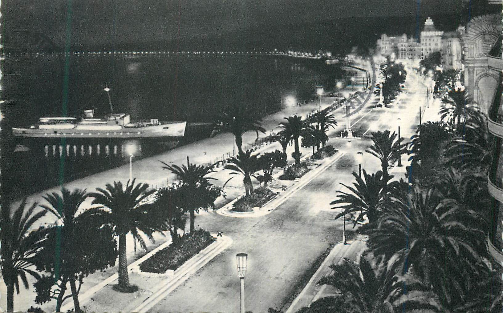 CPA Nice La Nuit Promenade en Mer