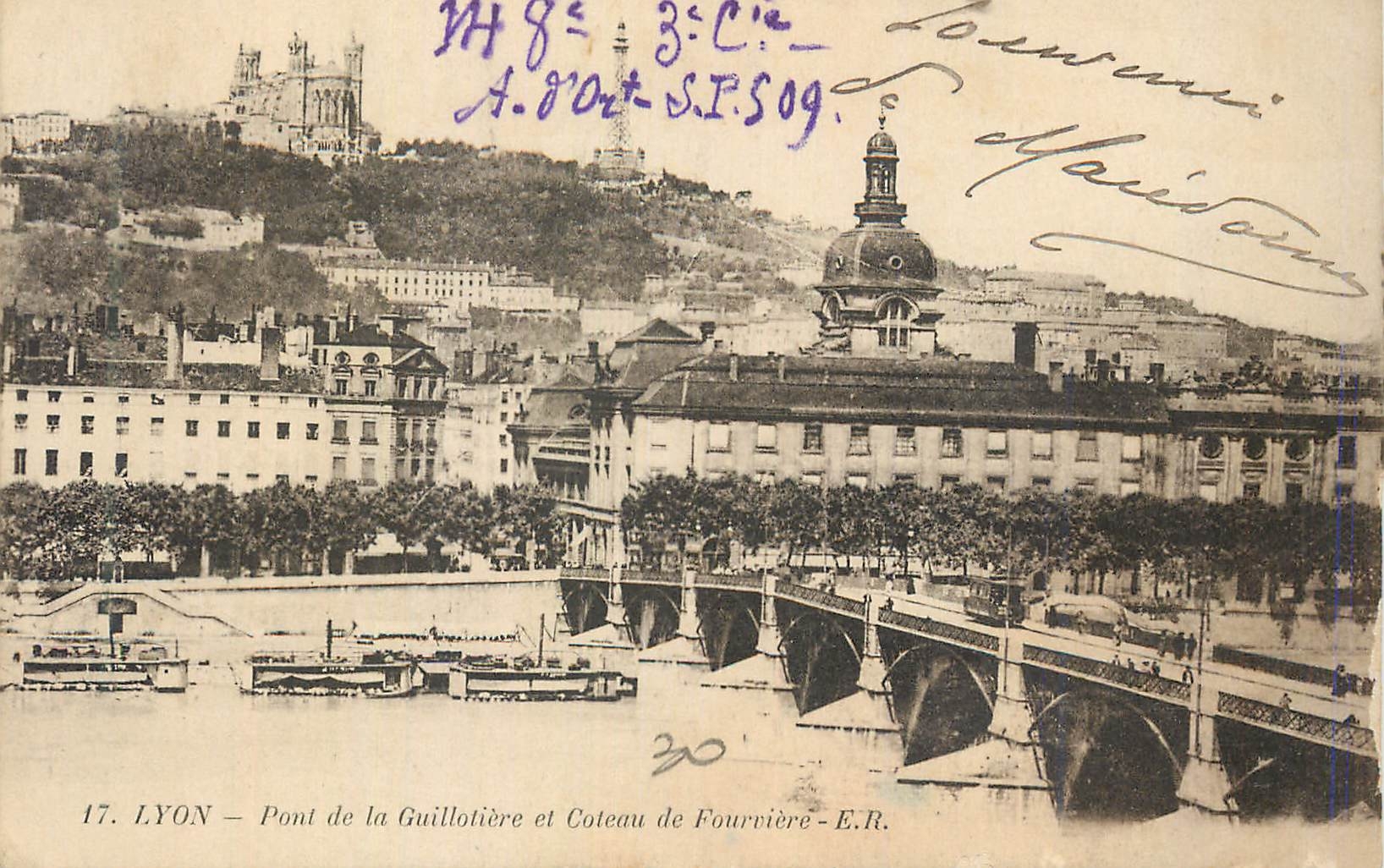 CPA Lyon Le Pont de la Guillotiere et Coteau de Fourviere