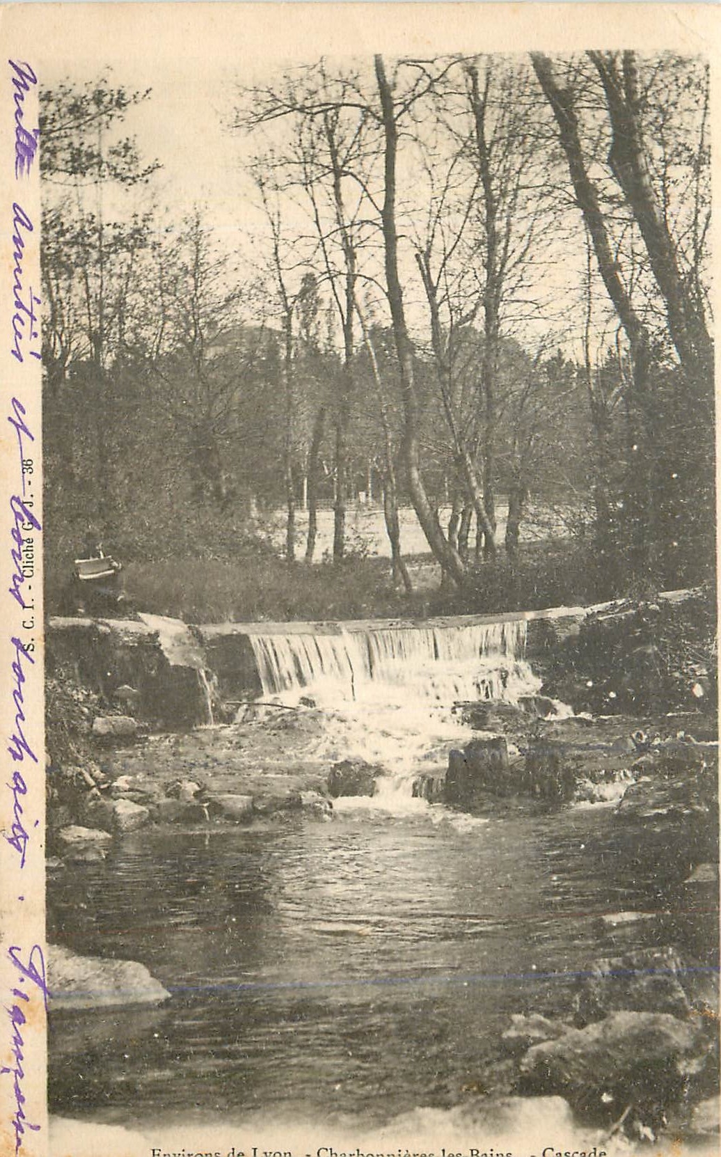CPA Environs de Lyon Cascade Charbonnieres ls Bains