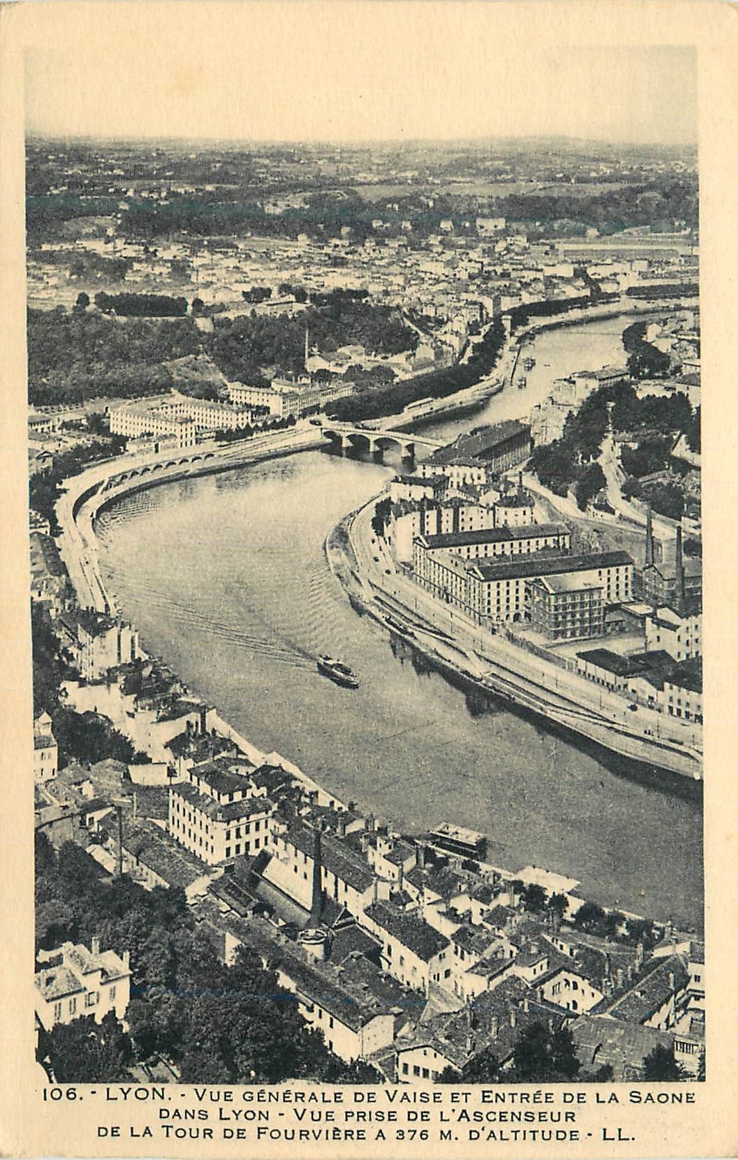 CPA Lyon Vue Generale de Vaise et Entree de la Saone dans Lyon Vue Prise de l'Ascenseur