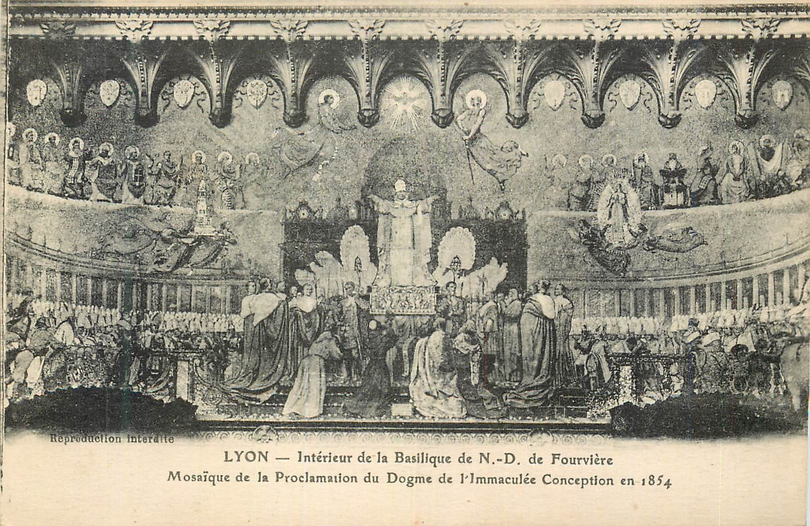 CPA Lyon Interieur de la Basilique de N D de Fouviere Mosaique de la Proclamation de Dogme de 4immaculee Conception en 1