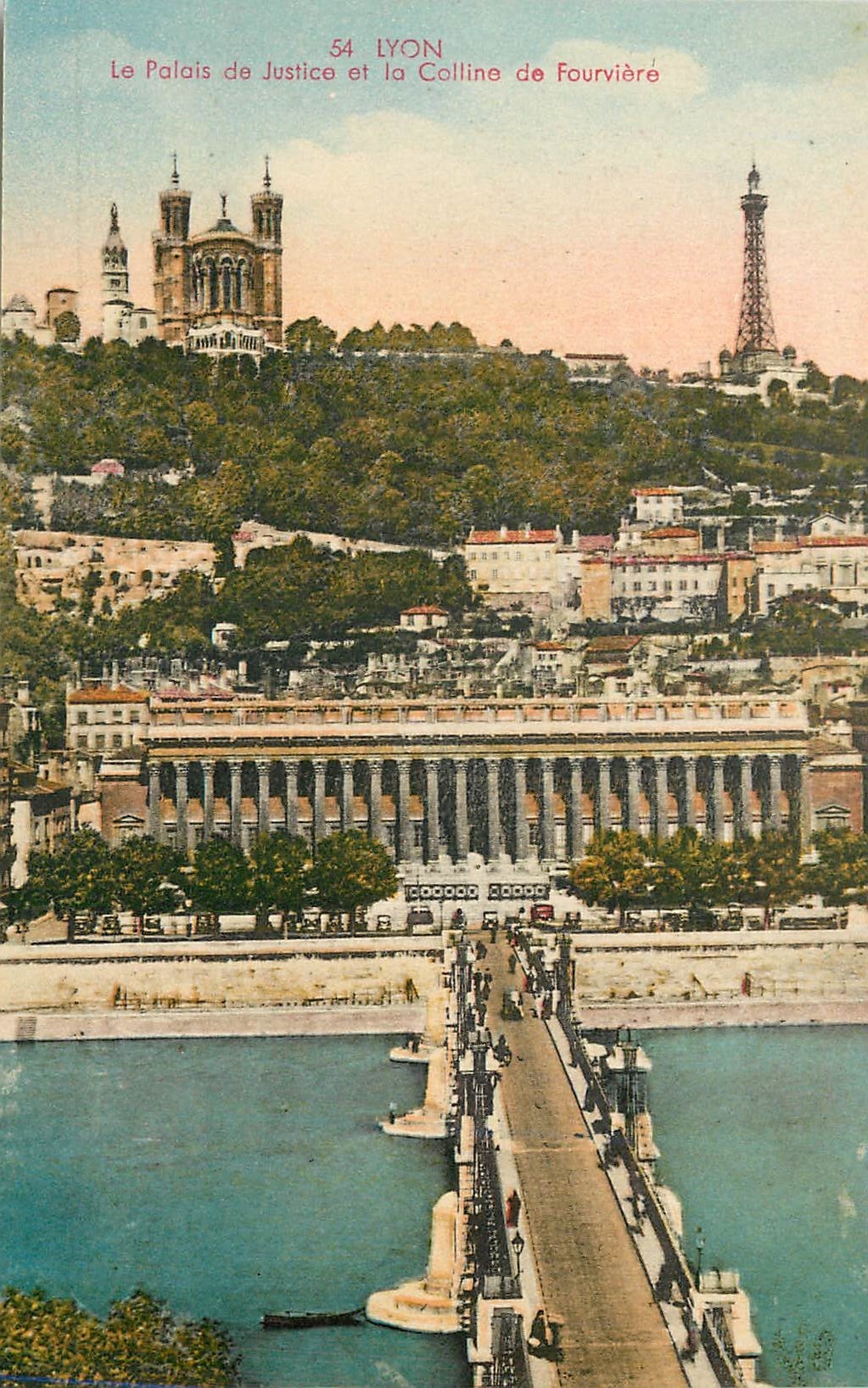 CPA Lyon Le Palais de Justice et la Colline de Fouviere