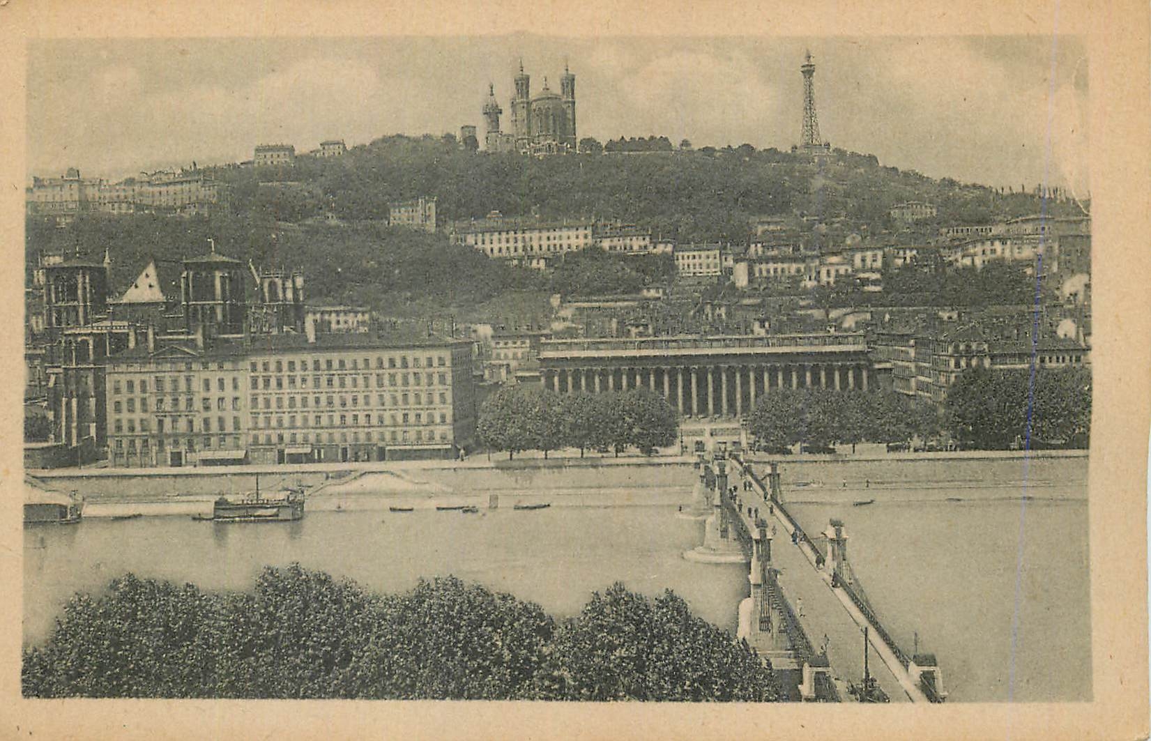 CPA Lyon Le Pont du Palais de Justice et Coteau de Fouviere