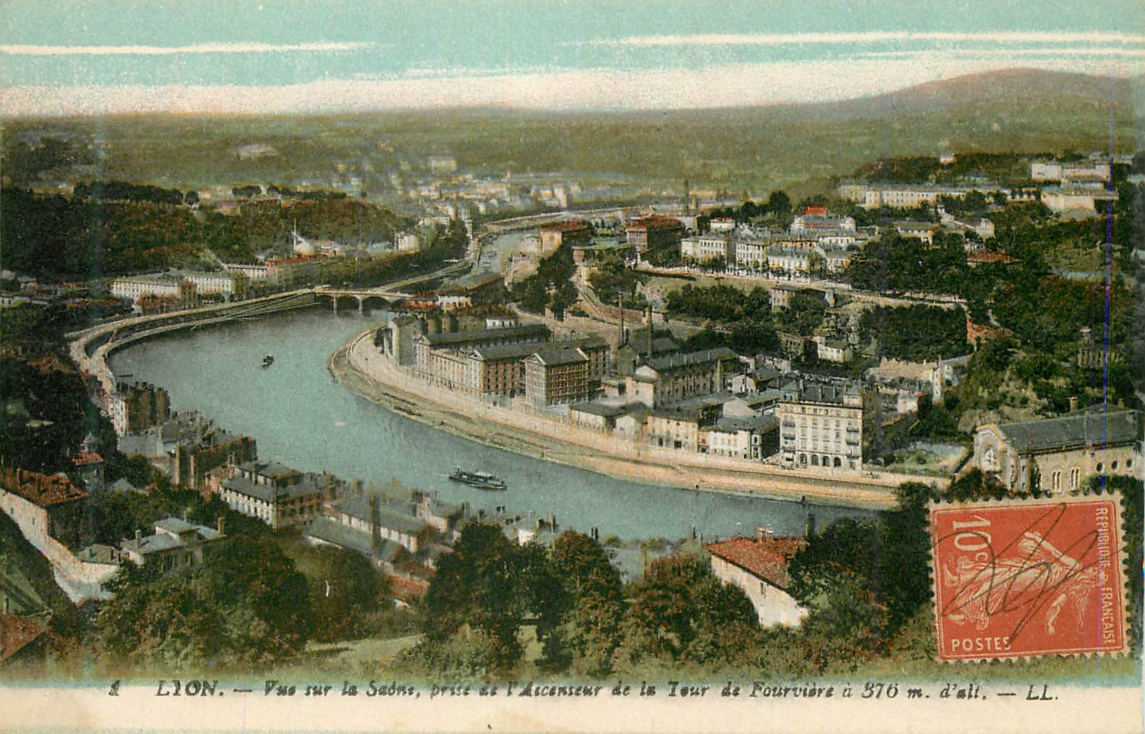 CPA Lyon Vue Sur la Saone Prise de L'Ascenseur de la Tour de Fourviere
