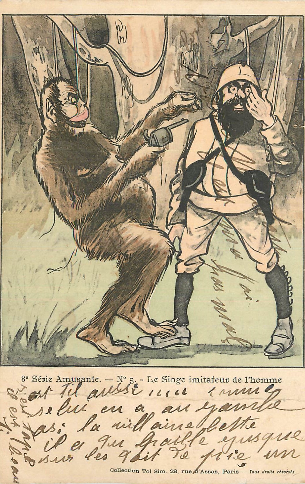 CPA 8e Serie Amusante Le Singe Imitateur de l'Homme