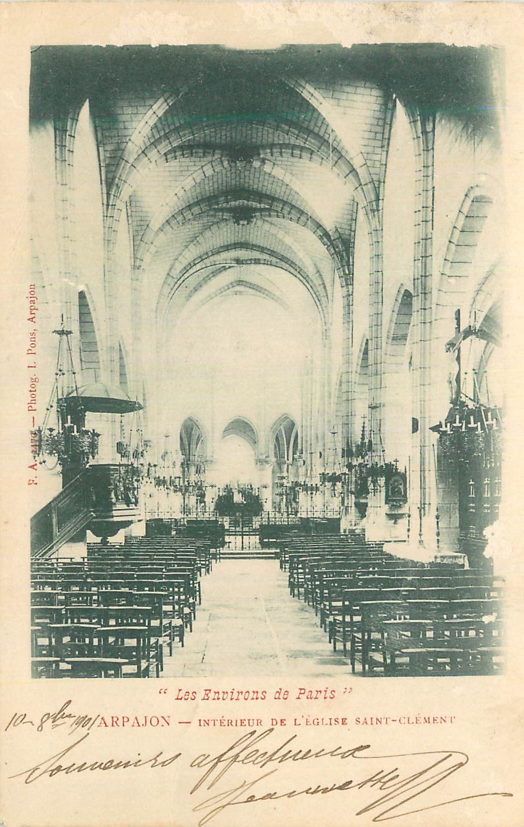 CPA Arpajon Interieur de L'Eglise Saint Clement Environ de Paris (carte 1900)