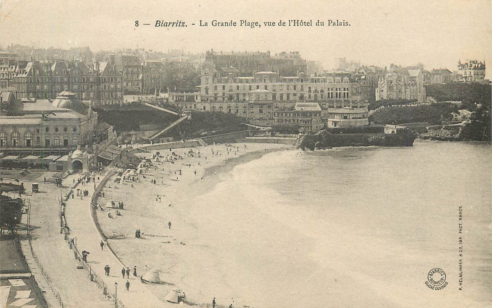 CPA Biarritz la Grande Plage vue de l'hotel du Palais