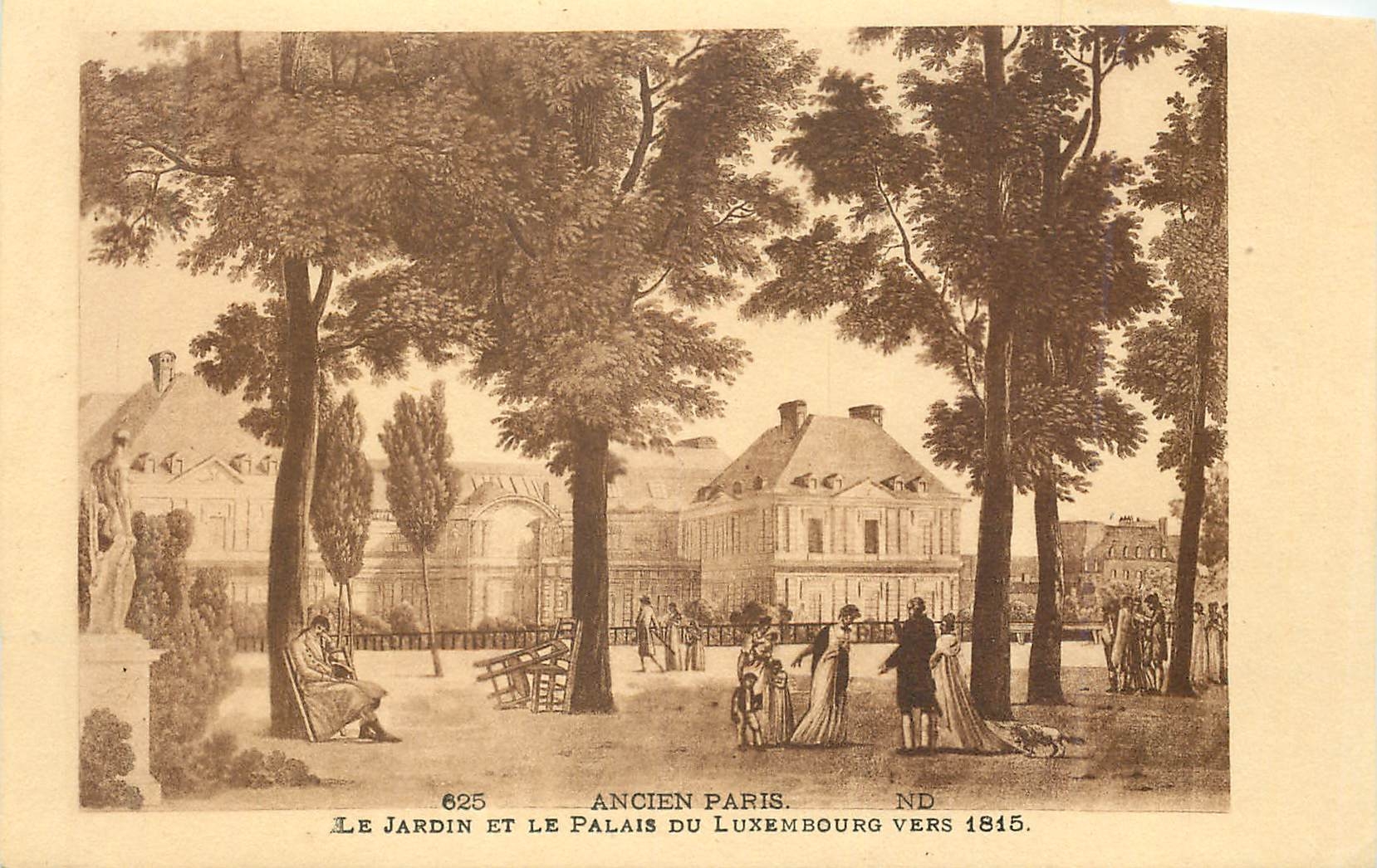 CPA Ancien Paris Le Jardin et le Palais du Luxembourg Vers 1815