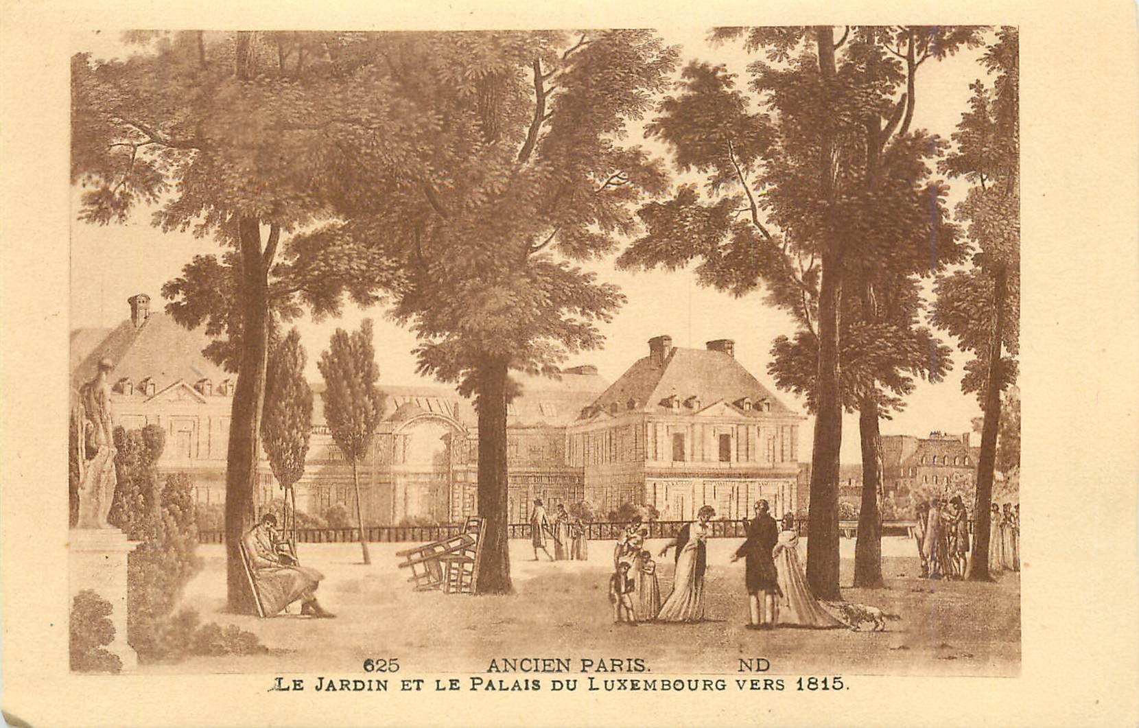 CPA Ancien Paris Le Jardin et le Palais du Luxembourg Vers 1815