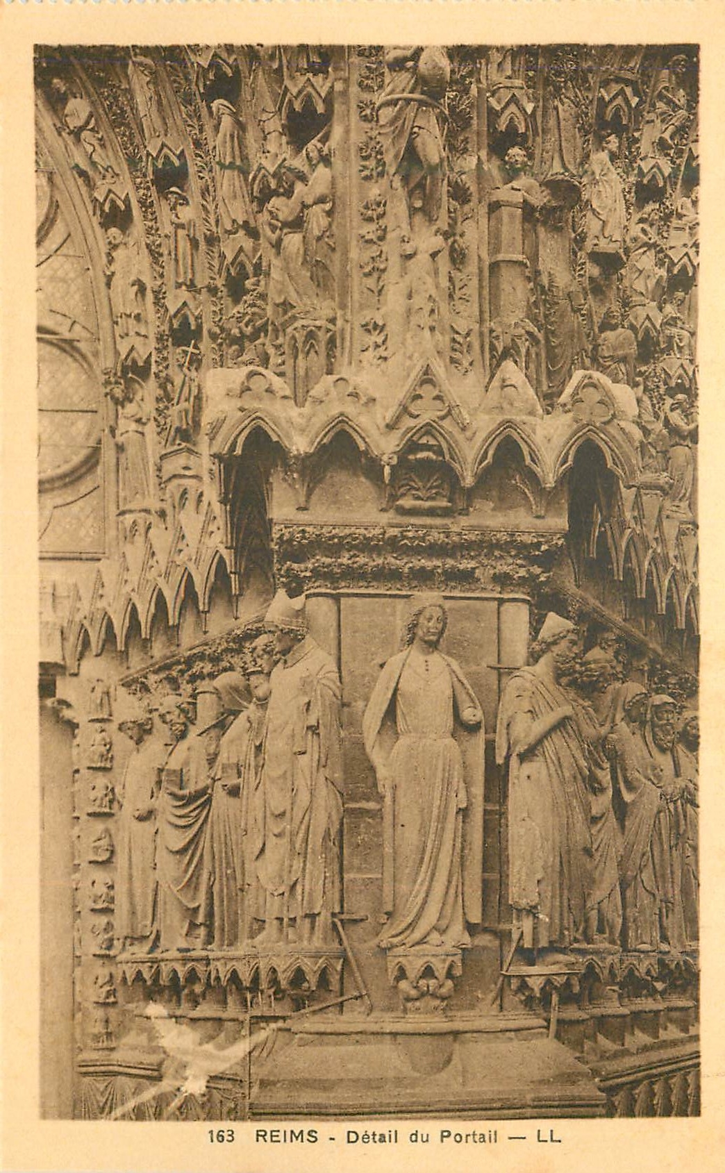 CPA 163 reims detail du portail ll