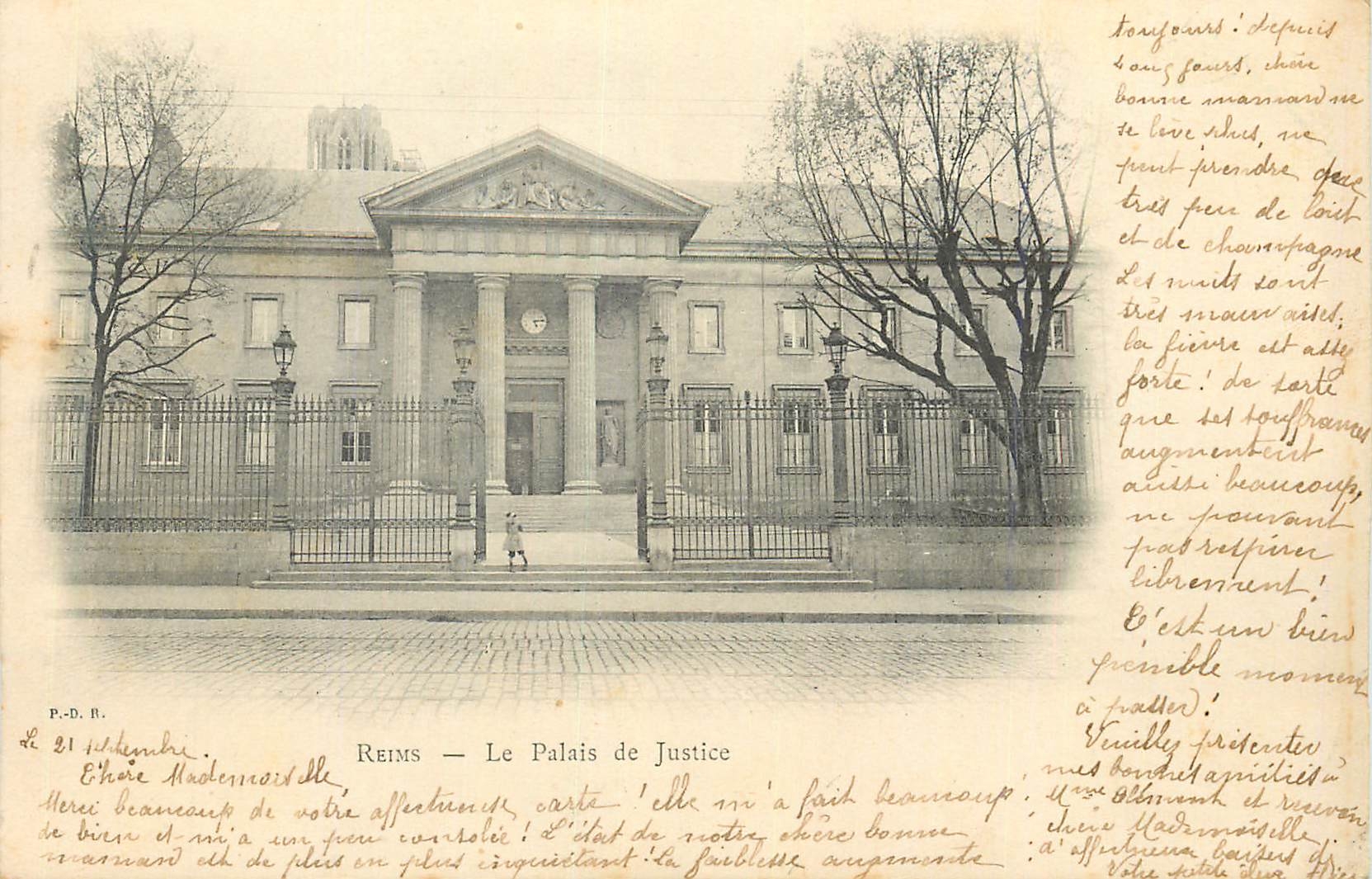 CPA Reims le palais de justice (carte 1900)