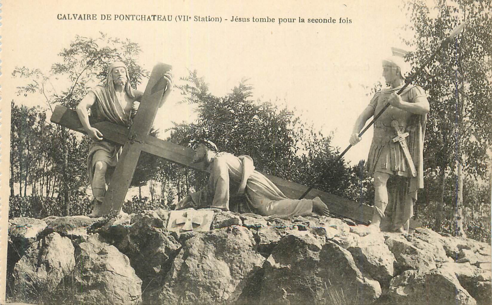 CPA Calvaire de PontCchateau (VIIe Station) Jesus Tombe pour la Seconde Fois