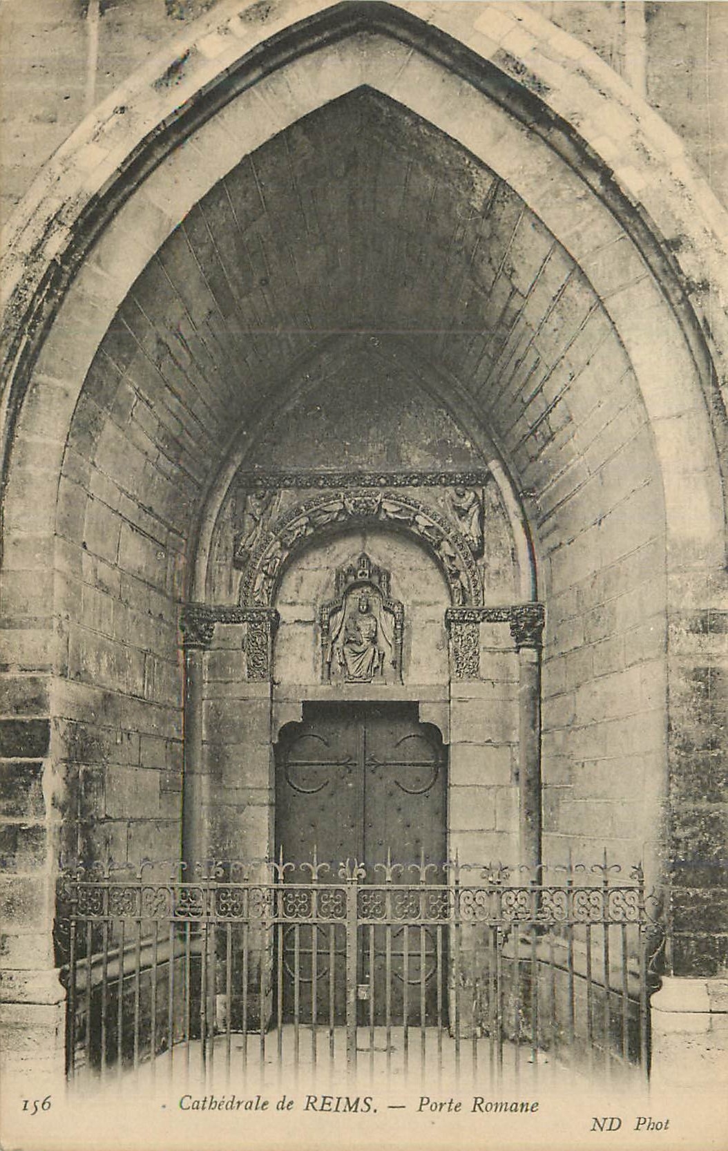 CPA Cathedrale de Reims Porte Romane