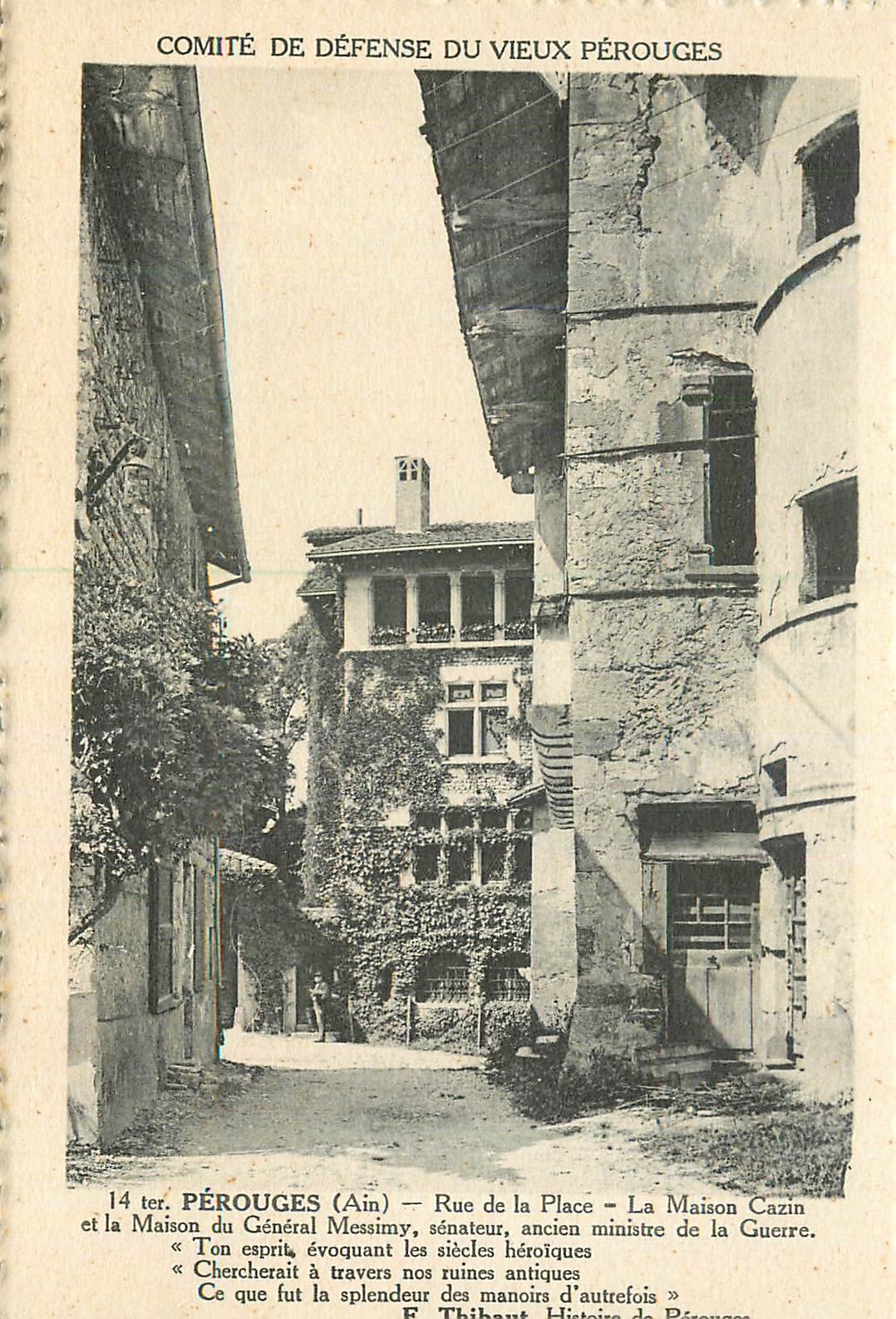 CPA Comite de Defense du Vieux perouges Rue de la Place la Maison Cazin