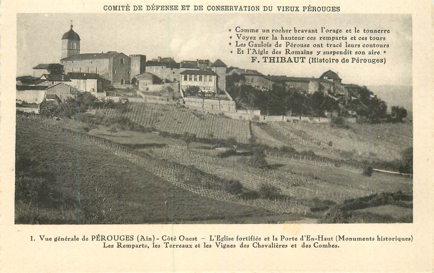 CPA Vue generale de Perouges(Ain) Cote Ouest l'Eglise Fortifiee et la Porte d'En Haut (Monuments Historiques)