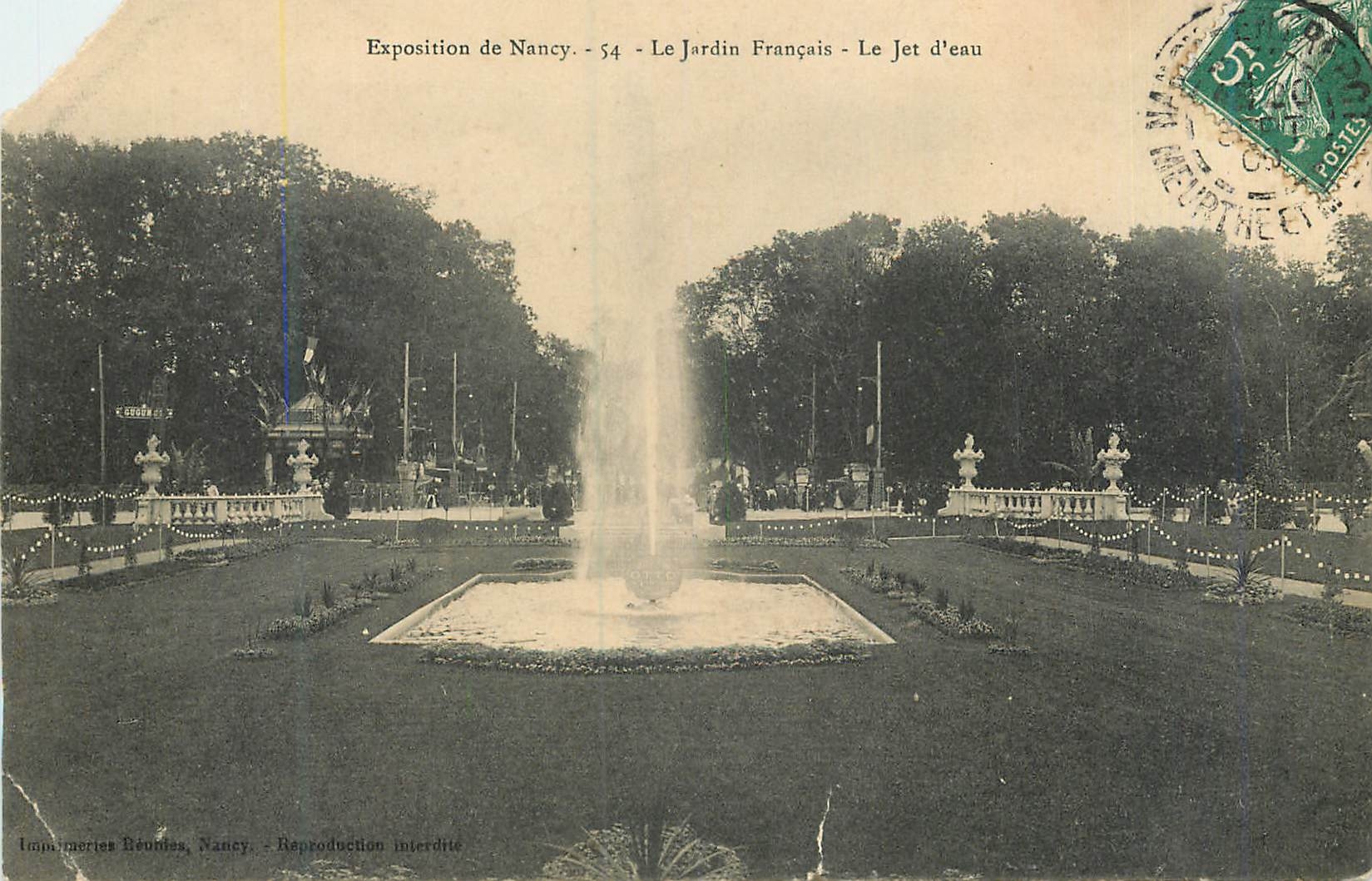 CPA Exposition de Nancy Le Jardin Francais Le Jet d'Eau