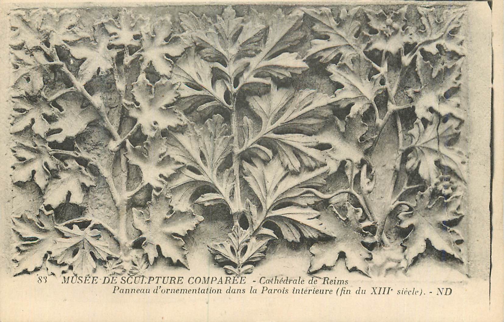 CPA Musee de Sculpture Comparee cathedrale de Reims Panneau d'Ornementation dans la Parois Interieur