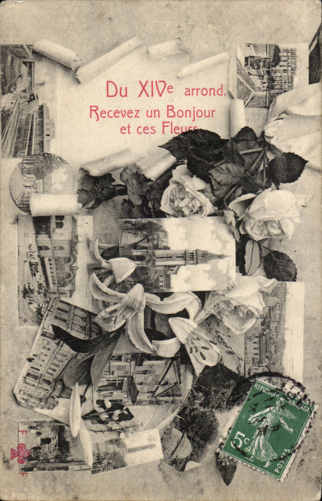 Paris - 14 Town hall of the XIV district - Receive a Hello and its Flowers - CPA