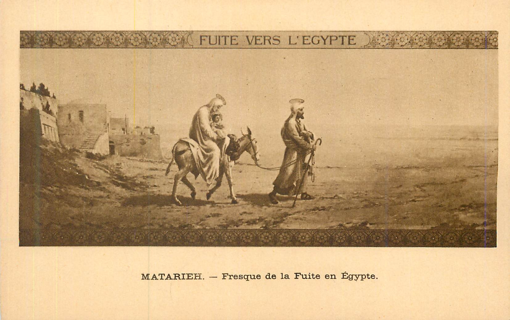 CPA Fuite vers l'Egypte Matarieh Fresque de la Fuite en Egypte