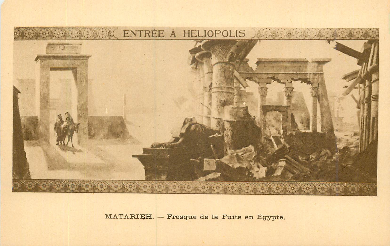 CPA Entree a Heliopolis Matarieh Fresque de la Fuite en Egypte 