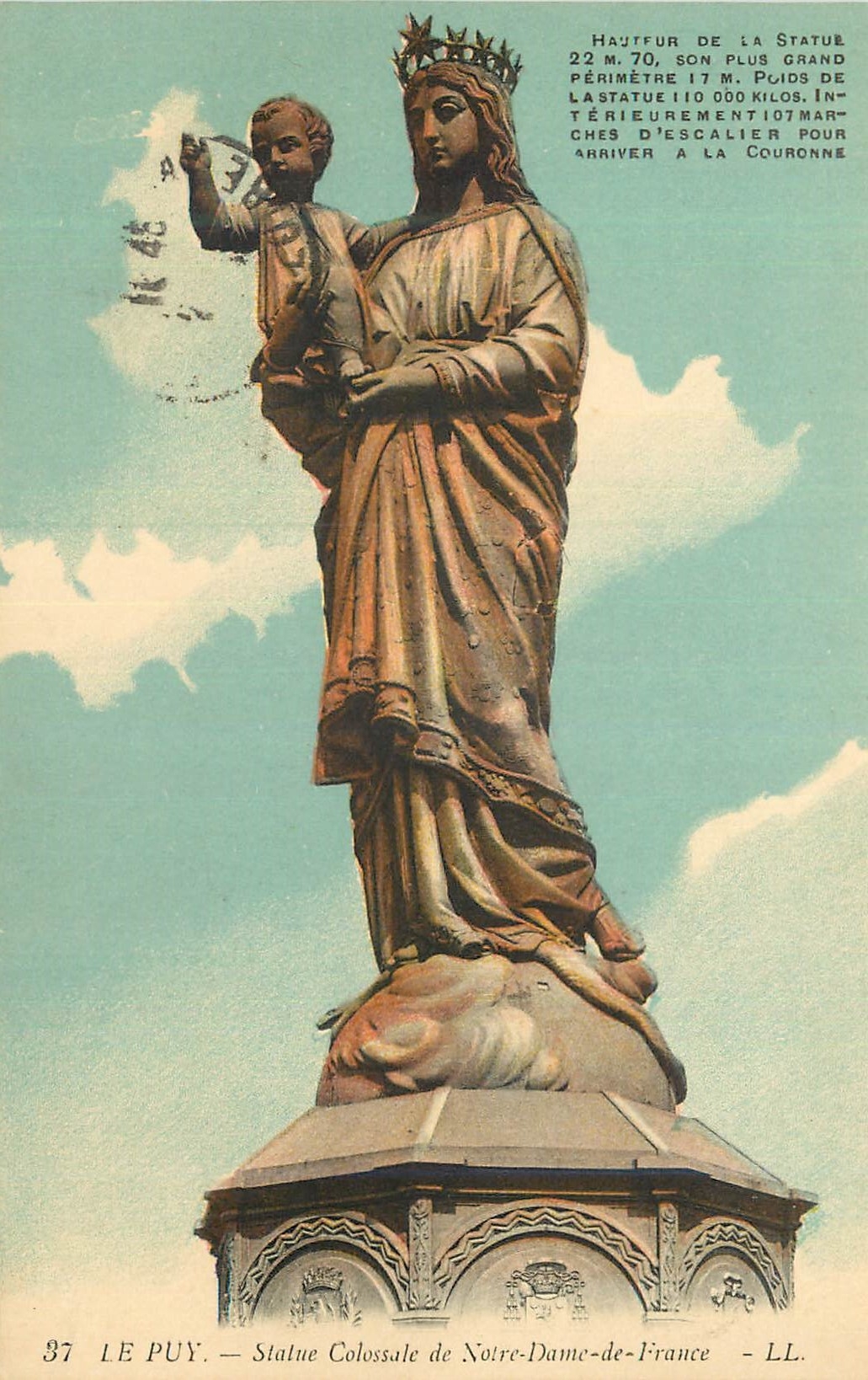 CPA le Puy Statue Colossale de Notre Dame de France
