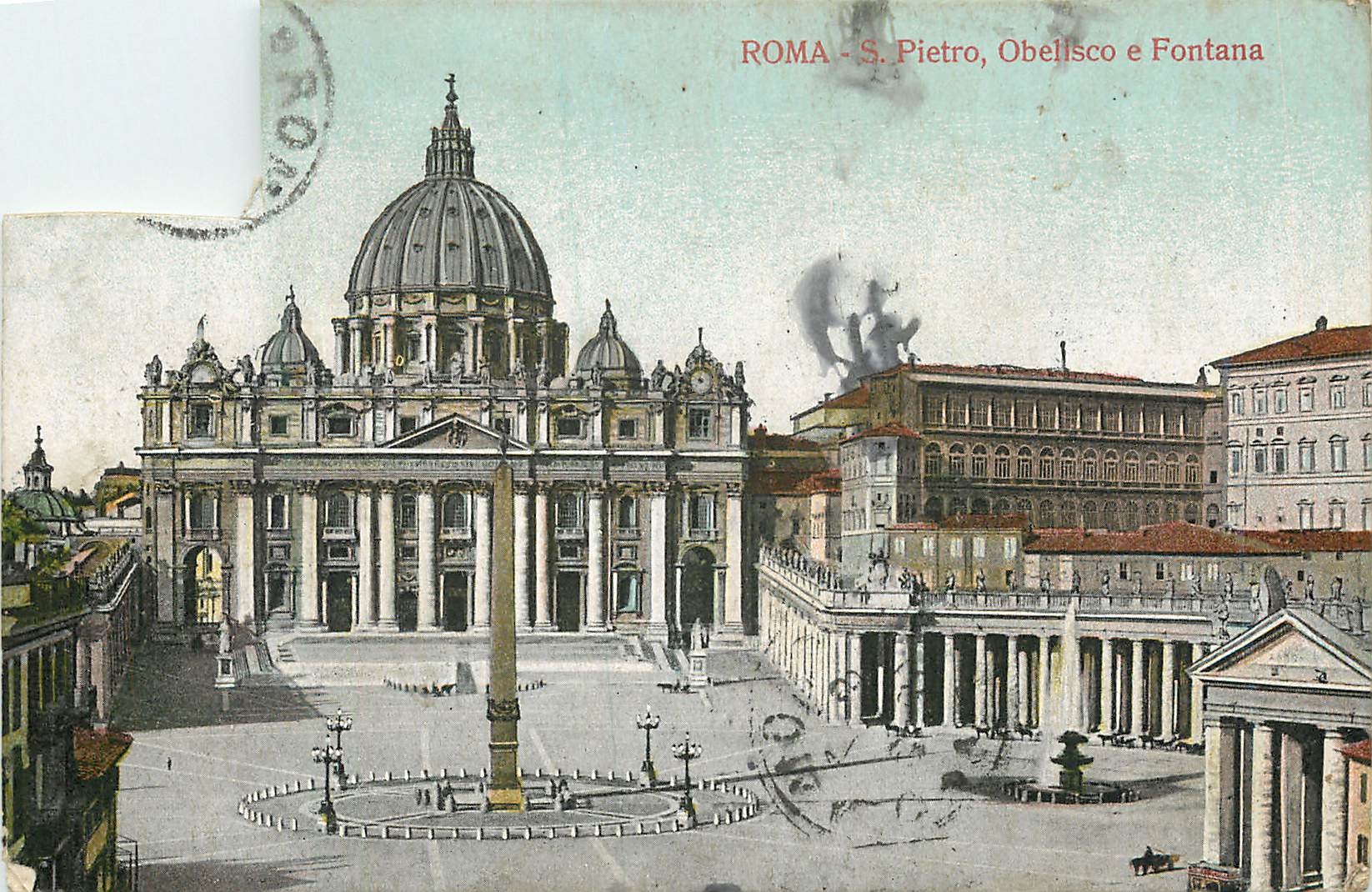 CPA Roma s pietro obelisco e fontana