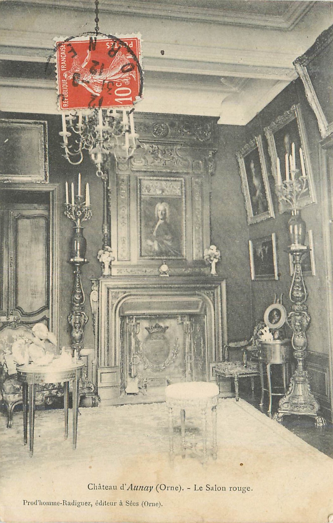 CPA Chateau d aunay(orne) le salon rouge