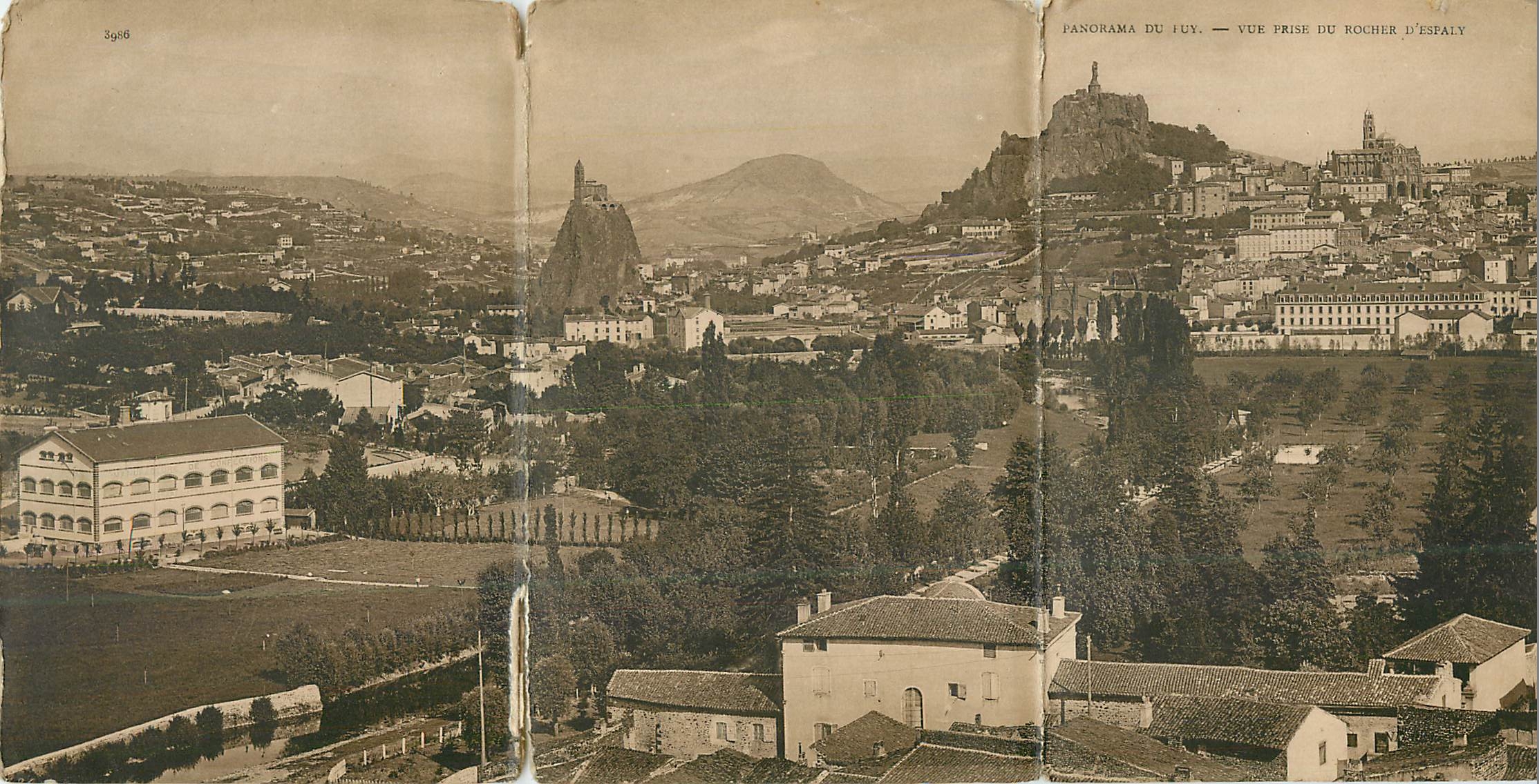CARTE TRIPLE Panorama du Puy Vue prise du Rocher d'Espaly