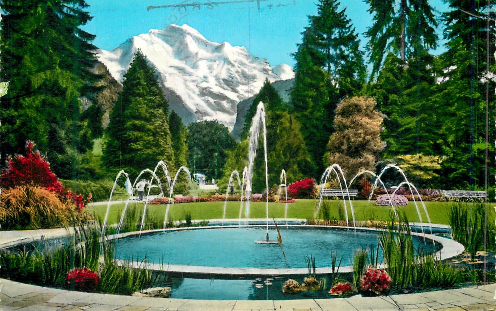CPM Interlaken kursaal garten und die jungfrau