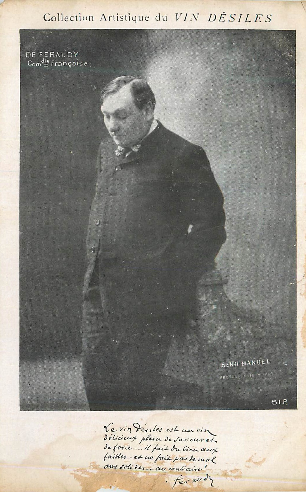 CPA Collection Artistique du Vin Desiles de Feraudy Comedie Francaise