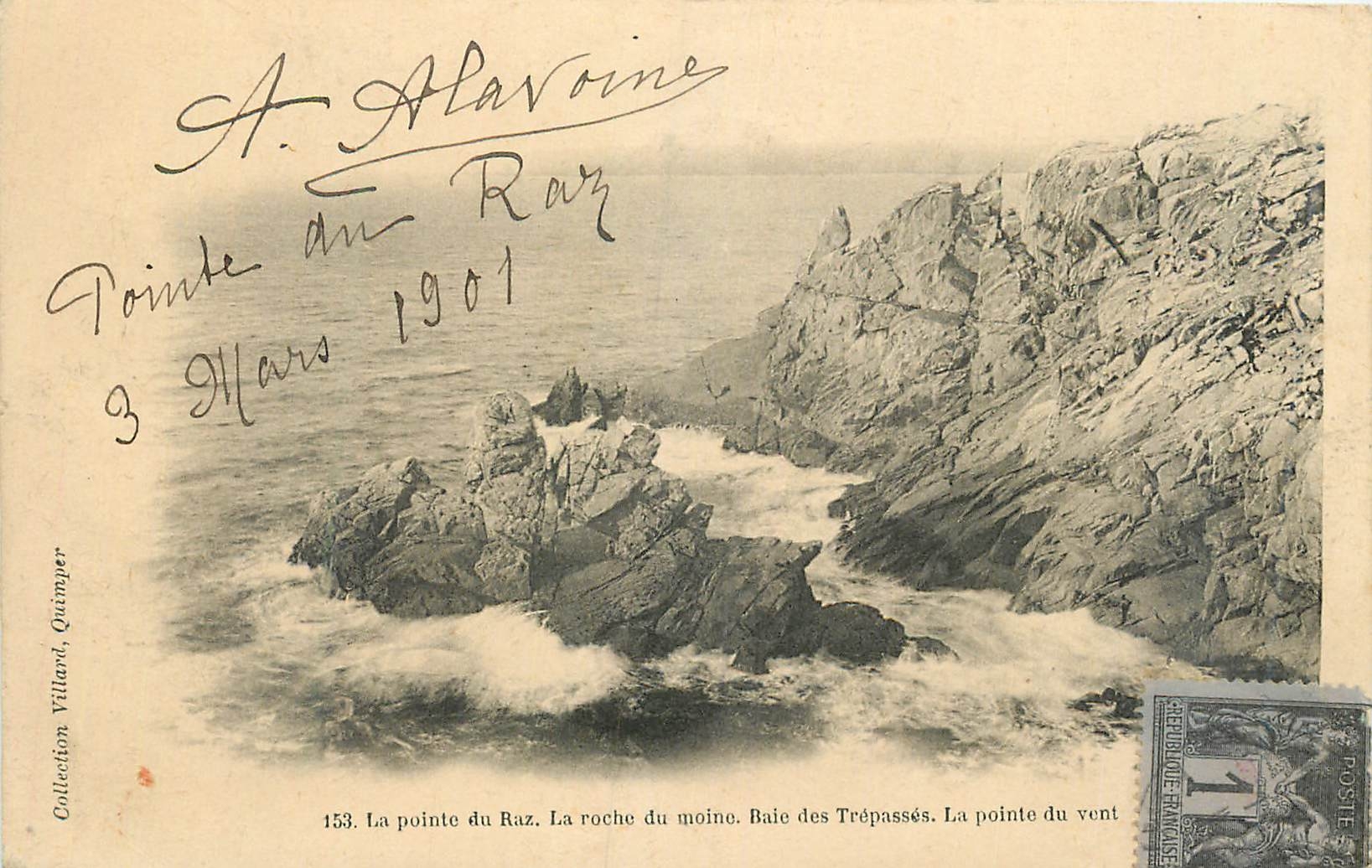 CPA Pointe du Raz La Roche du Moine Baie des Trepasses La Pointe du Vent