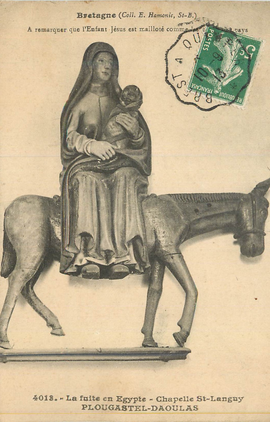 CPA Bretagne (Coll E Hamonie St ) La Fuite en Egypte Chapelle St Languy Plougastel Daoulas Ane Donkey